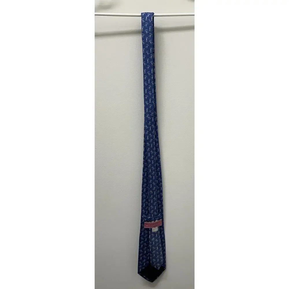 Vineyard Vines Bull and Bear Market Wall Street Silk Print Tie Worn Once